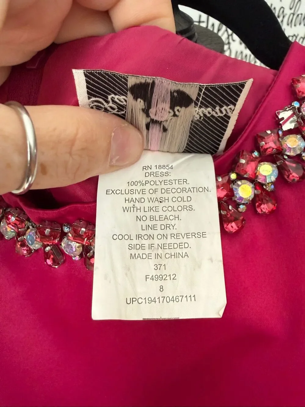 Rare Editions Big Girls Satin Rhinestone Jewel Neck Hi-Low Dress Magenta Size 8